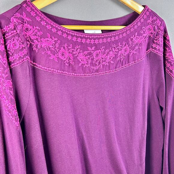 J, Jill Embroidered Casual Purple Oversized Comfort Boxy Lagenlook Large Tall - Picture 4 of 8